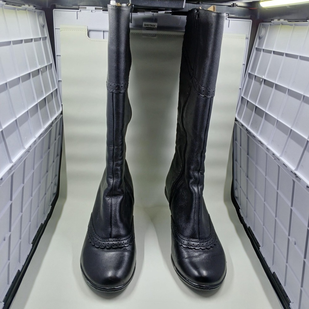 Sofft Boots Womens Size 6.5 Black Leather‎ Knee High Side Zip Heeled Dress Tall